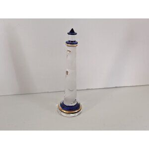 Glass Baron Lighthouse Figurine With Gold Accents & Frosted Glass Details